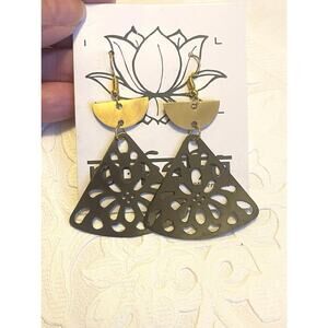 Moksha Liberation Dangle Earrings Geometric Pierced Metal New
